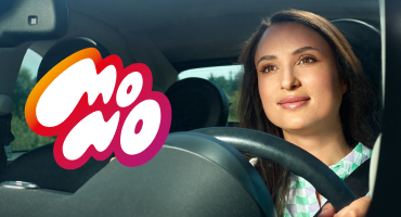 Mono logo met vrouwelijke bestuurder