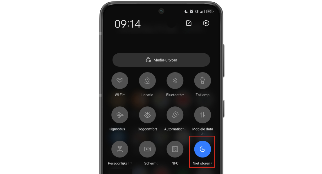 waar je de knop niet storen kan vinden android
